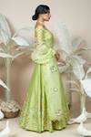 1999ad By Amita & Deepak_Green Chanderi Embroidery Asymmetric Milla Flower Lehenga Set _at_Aza_Fashions