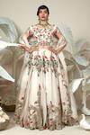 Buy_1999ad By Amita & Deepak_Pink Organza Sequins, Embroidery, Zari Lovenne 3d Flower Bridal Lehenga Set _at_Aza_Fashions