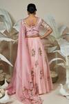 1999ad By Amita & Deepak_Pink Chanderi Embroidery Round Neck Luna Floral Bloom Lehenga Set _Online_at_Aza_Fashions
