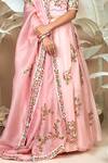Buy_1999ad By Amita & Deepak_Pink Chanderi Embroidery Round Neck Luna Floral Bloom Lehenga Set 