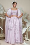 Buy_1999AD By Amita & Deepak_Pink Chanderi Embroidery Freida Vine Lehenga And Cape Jacket Set _at_Aza_Fashions