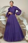 Shop 1999ad By Amita & Deepak Purple Organza Embroidery Split V-neck Celeste Victorian Sleeve Gown Online at Aza Fashions Shop_1999ad By Amita & Deepak_Purple Organza Embroidery Split V-neck Celeste Victorian Sleeve Gown _Online_at_Aza_Fashions