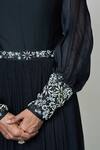 Shop_1999ad By Amita & Deepak_Black Organza Embroidery Round Neck Philia Pleated Gown _at_Aza_Fashions