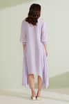Shop_1999ad By Amita & Deepak_Purple Muslin Embroidery Round Neck Violetta High-low Tunic Dress _at_Aza_Fashions