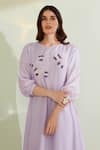 1999ad By Amita & Deepak_Purple Muslin Embroidery Round Neck Violetta High-low Tunic Dress _Online_at_Aza_Fashions