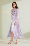 Shop_1999ad By Amita & Deepak_Purple Muslin Embroidery Round Neck Violetta High-low Tunic Dress _Online_at_Aza_Fashions