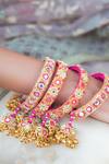 Kanyaadhan By DhirajAayushi_Multi Color Mirror And Thread Embroidered Necklace Set _Online_at_Aza_Fashions