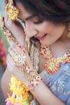 Buy_Kanyaadhan By DhirajAayushi_Multi Color Mirror And Thread Embroidered Necklace Set _Online_at_Aza_Fashions