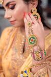Buy_Kanyaadhan By DhirajAayushi_Green Embroidered Stone Hathphool - Set Of 2 _at_Aza_Fashions