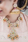 Buy_Kanyaadhan By DhirajAayushi_Multi Color Embroidered Moti Necklace _at_Aza_Fashions