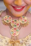 Buy_Kanyaadhan By Dhirajaayushi_Yellow Thread Embroidered Necklace _at_Aza_Fashions