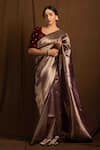 Buy_Devissha_Purple Pure Katan Silk Handcrafted Handloom Banarasi Saree _at_Aza_Fashions