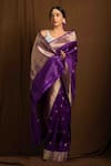Shop_Devissha_Purple Pure Katan Silk Handcrafted Handloom Banarasi Saree_at_Aza_Fashions