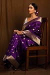 Devissha_Purple Pure Katan Silk Handcrafted Handloom Banarasi Saree_Online_at_Aza_Fashions
