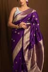 Devissha_Purple Pure Katan Silk Handcrafted Handloom Banarasi Saree_at_Aza_Fashions
