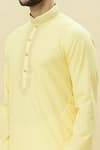 Shop_Samyukta Singhania_Yellow Cotton Plain Geometrical Placed Embroidered Kurta With Dhoti Pant _Online_at_Aza_Fashions