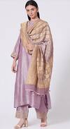 Buy_Romaa_Default Silk Embroidery Round Neck Dusty Lavender Hand Kurta Set _at_Aza_Fashions