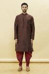 Samyukta Singhania_Brown Silk Embroidered Straight Kurta And Patiala Set_Online_at_Aza_Fashions