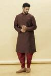 Buy_Samyukta Singhania_Brown Silk Embroidered Straight Kurta And Patiala Set_Online_at_Aza_Fashions