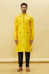 Arihant Rai Sinha Yellow Silk Embroidery Kurta And Churidar Set Online at Aza Fashions Arihant Rai Sinha_Yellow Silk Embroidery Kurta And Churidar Set _Online_at_Aza_Fashions
