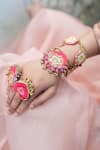 Buy_Kanyaadhan By DhirajAayushi_Pink Thread Hand Embroidered Bracelet - Set Of 2 _at_Aza_Fashions