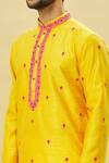 Shop_Arihant Rai Sinha_Yellow Silk Embroidery Floral Kurta And Churidar Set _Online_at_Aza_Fashions