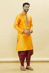 Buy_Samyukta Singhania_Orange Silk Embroidered Floral Straight Solid Kurta And Patiala Set _Online_at_Aza_Fashions