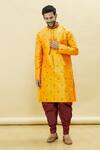 Buy_Samyukta Singhania_Orange Silk Metallic Thread Embroidered Kurta Patiala Set _Online_at_Aza_Fashions