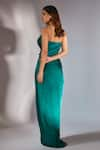 Shop_Masumi Mewawalla_Green Gajji Silk Embroidered Sweetheart Neck Maxi Dress With Scarf_at_Aza_Fashions