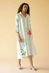 Buy_Moh India_White Cotton Satin Embroidery Collared Riverina Floral Bloom Print Shirt Dress_Online_at_Aza_Fashions