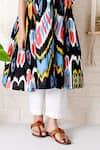 Buy_THE COTTON STAPLE_Multi Color Cotton Printed Ikat Nightfall Fit And Flare Kurta With Pant _Online_at_Aza_Fashions