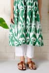 Buy_THE COTTON STAPLE_Green Cotton Printed Ikat Kale Center Slit Kurta With Pant _Online_at_Aza_Fashions