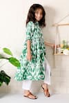 Shop_THE COTTON STAPLE_Green Cotton Printed Ikat Kale Center Slit Kurta With Pant _Online_at_Aza_Fashions