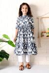 Buy_THE COTTON STAPLE_Grey Cotton Printed Ikat Toad Pattern Kurta With Pant _at_Aza_Fashions