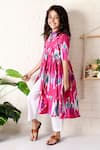 Shop_THE COTTON STAPLE_Pink Cotton Printed Ikat Strawberry Kurta With Pant _Online_at_Aza_Fashions