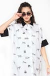 Buy_16Stitches_White Egyption Cotton Print Animal Collared Neck Serengeti Oversized Shirt _Online_at_Aza_Fashions