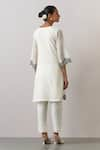 Shop_Ikshita Choudhary_White Chanderi Embroidered Thread Round Scalloped Kurta _at_Aza_Fashions