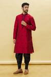 Buy_Samyukta Singhania_Maroon Silk Embroidered Thread Work Leaf Kurta Set _Online_at_Aza_Fashions