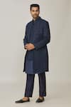 Nero by Shaifali and Satya_Blue Lucknowi Fabric Embroidered Cutdana Embellished Jacket Kurta Set_at_Aza_Fashions