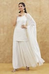 Buy_House Of TA-YA_Off White Chanderi Embroidery Sweetheart Neck Floral Kurta Sharara Set _at_Aza_Fashions