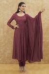Shop House Of TA-YA Maroon Cotton, Viscose Embroidery Scoop Neck Hand Anarkali Set Online at Aza Fashions Shop_House Of TA-YA_Maroon Cotton, Viscose Embroidery Scoop Neck Hand Anarkali Set _Online_at_Aza_Fashions