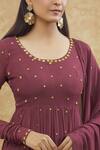 Shop House Of TA-YA Maroon Cotton, Viscose Embroidery Scoop Neck Hand Anarkali Set at Aza Fashions Shop_House Of TA-YA_Maroon Cotton, Viscose Embroidery Scoop Neck Hand Anarkali Set _at_Aza_Fashions
