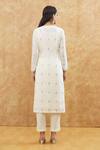 House Of TA-YA_Off White Cotton Embroidery Keyhole Neck Hand Kurta Set _Online_at_Aza_Fashions