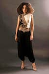 Buy_PDS by SNEHA_Black Silk Hand Embroidery Abstract High Neck Waistcoat With Pant  _Online_at_Aza_Fashions