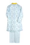 Shop MI Dulce AN'YA Blue Handloom , Chanderi, Silk, Bandhej Hand Print Kurta Set at Aza Fashions Shop_MI Dulce AN'YA_Blue Handloom , Chanderi, Silk, Bandhej Hand Print Kurta Set _at_Aza_Fashions