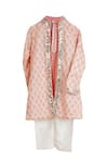 Buy_Mi Dulce An'ya_Pink Made Of 100% Organic Cotton Printed Floral Hand Sherwani Set _at_Aza_Fashions