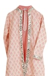 Mi Dulce An'ya_Pink Made Of 100% Organic Cotton Printed Floral Hand Sherwani Set _Online_at_Aza_Fashions