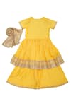 Shop_Mi Dulce An'ya_Yellow Organic Cotton Lace Lined Peplum Kurta Palazzo Set _at_Aza_Fashions