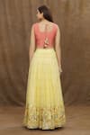 Shop_Samyukta Singhania_Yellow Blouse Raw Silk Embroidered Thread Round Floral Sequin Lehenga Set _at_Aza_Fashions