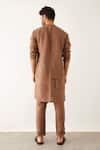 Shop_Son of A Noble Snob_Brown 100% Linen Plain Yam Round Neck Kurta Set  _at_Aza_Fashions